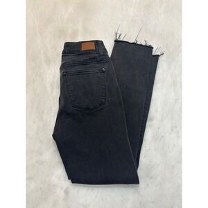 Judy Blue Los Angeles Womens Black Slim Fit Jeans Distressed Raw Hem Size 3/26